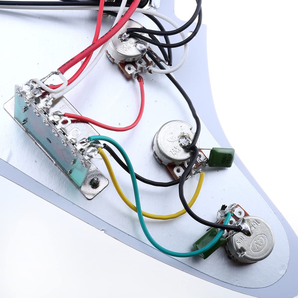 Musiclily 11-Hole HSS Prewired Strat Loaded Pickguard Scratch Plate with Single Coil Humbucker Pickups Set for Squier Strat Styl